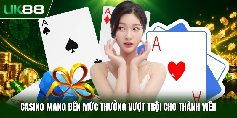Casino mang đến mức thưởng vượt trội cho thành viên